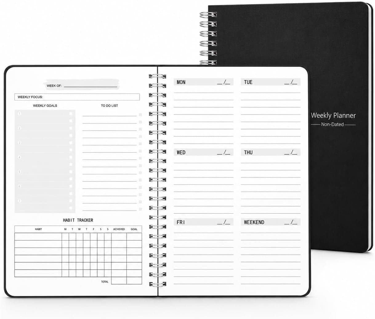 Undated Weekly Planner with Goal & Habit Tracker
